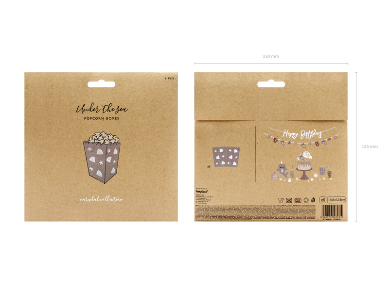 Pudełka na popcorn Narwal – kolorowe wzory