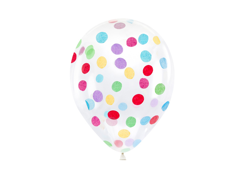 Balony z okrągłym konfetti 30cm mix - opakowanie 6 sztuk