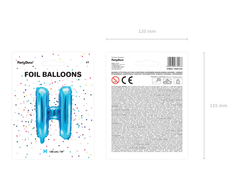 Balon foliowy litera H 35 cm niebieski w dekoracji