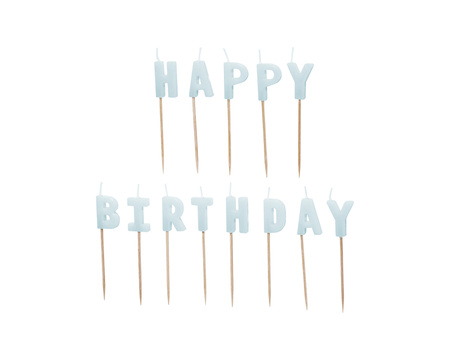 Świeczki urodzinowe Happy Birthday, 2,5 cm, jasny błękit (1 op. / 13 szt.)