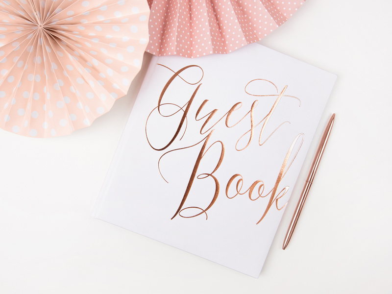Księga Gości Guest book, biała, 20x24,5cm, 22 kartki - strony