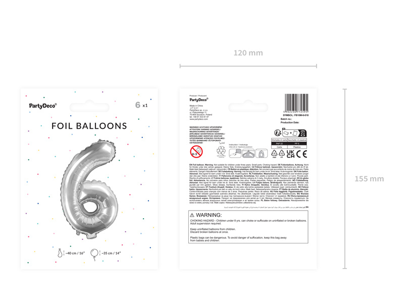 Balon foliowy cyfra 6 w aranżacji dekoracyjnej