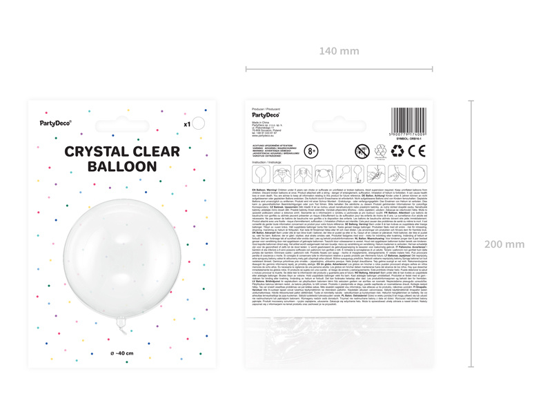 Balon foliowy kula transparentny z bliska