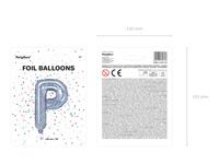 Balon foliowy Litera ''P'', 35cm, holograficzny