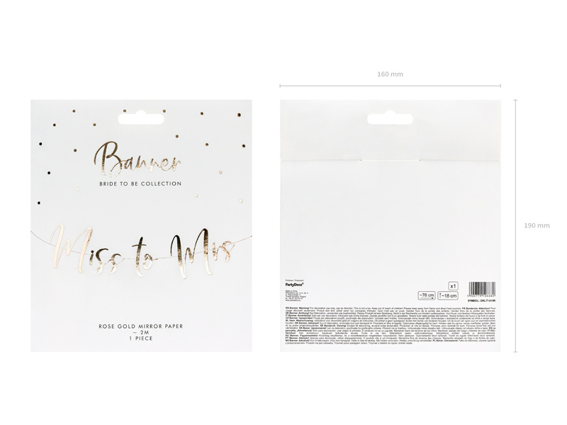 Baner Miss to Mrs różowe złoto 18x76cm – zdjęcie 6