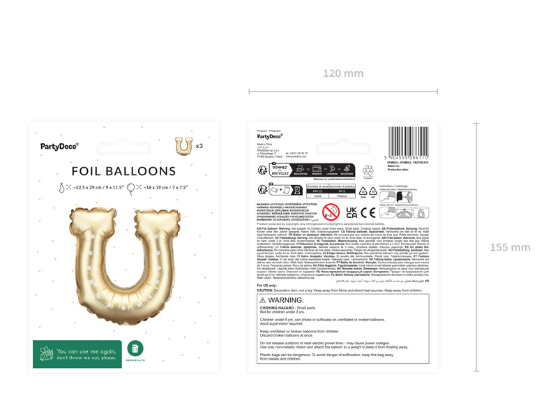 Balony foliowe do girland Podkowy złoty detale