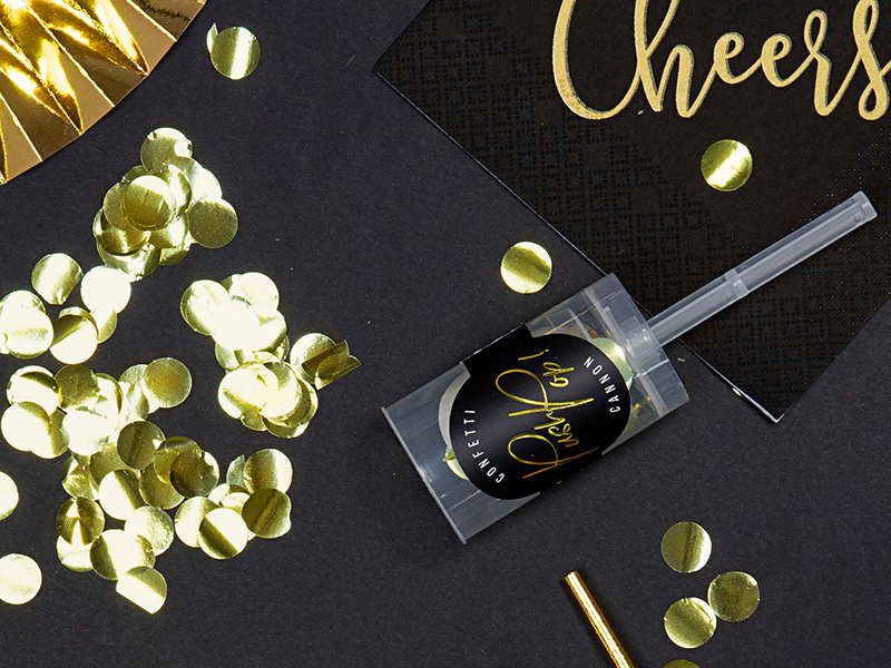 Push pop konfetti złoty - konfetti w powietrzu