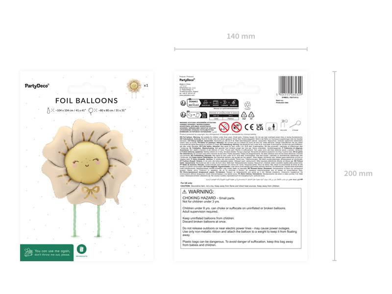 Balon foliowy kwiatek jasny beż - zdjęcie 5