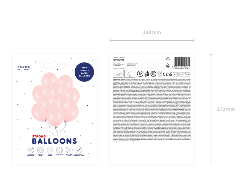 Balony Strong 27cm Pastel Pale Pink detale