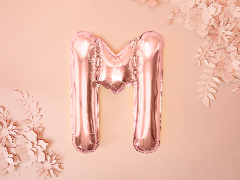 Balon foliowy litera M różowe złoto - zdjęcie 5