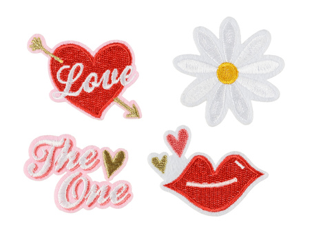 Naprasowanki Love, mix,  5.5-6.5x3.5-4.5cm (1 op. / 4 szt.)