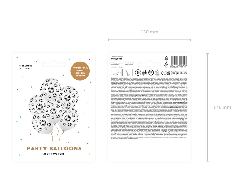 Balony 30cm Piłki nożne Pastel P. White - aranżacja dekoracyjna