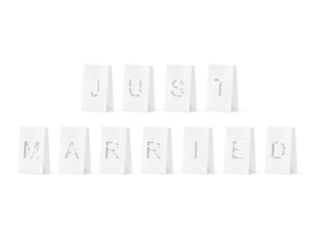 Lampiony, torebki na świece - Just Married, 11.5x19x7cm (1 op. / 11 szt.)