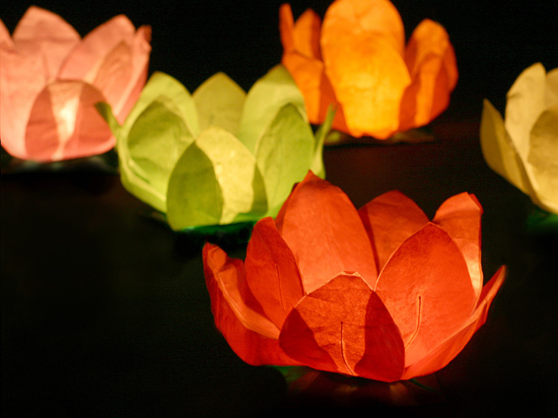 Lampiony pływające – rozłożony lampion z podgrzewaczem