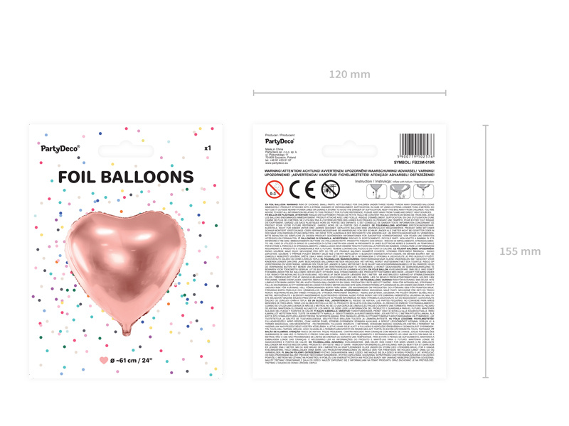 Balon foliowy Serce 61cm różowe złoto - zdjęcie 3