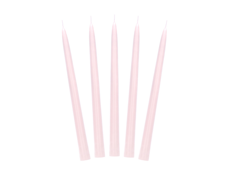 Świeca stożkowa matowa jasnoróżowa 24cm - opakowanie 10 sztuk