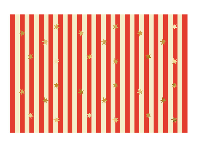 Obrus papierowy w czerwone pasy i złote gwiazdki 180 x 120 cm