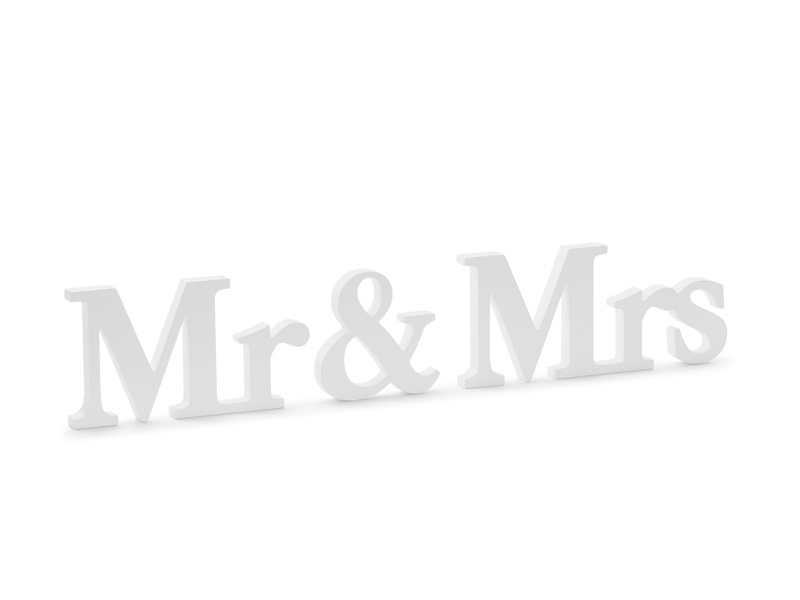 Drewniany napis Mr & Mrs biały 50x9,5cm - zdjęcie 1