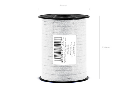 Wstążka plastikowa, srebrny, 5mm/225m