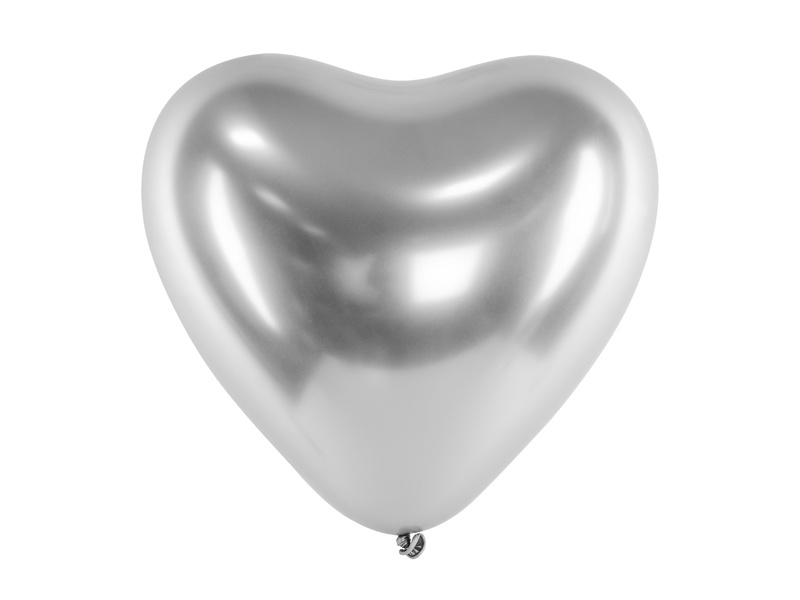 Balony Glossy 30cm Serca srebrny - zdjęcie 1