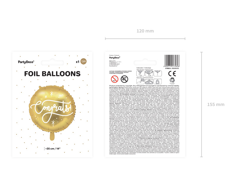Balon foliowy Congrats! złoty z białym napisem