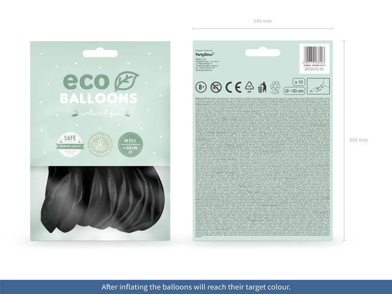 Balony Eco pastelowe czarne 30 cm – detale produktu