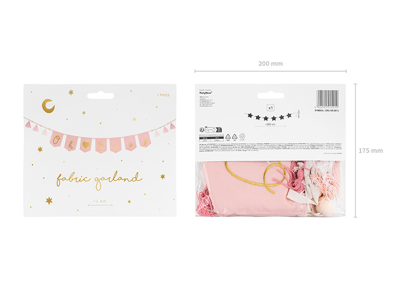 Baner Oh baby z frędzlami, jasny różowy – zdjęcie 3