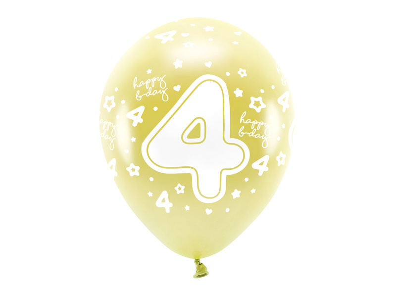 Balony Eco 33 cm Cyfra 4 jasny złoty