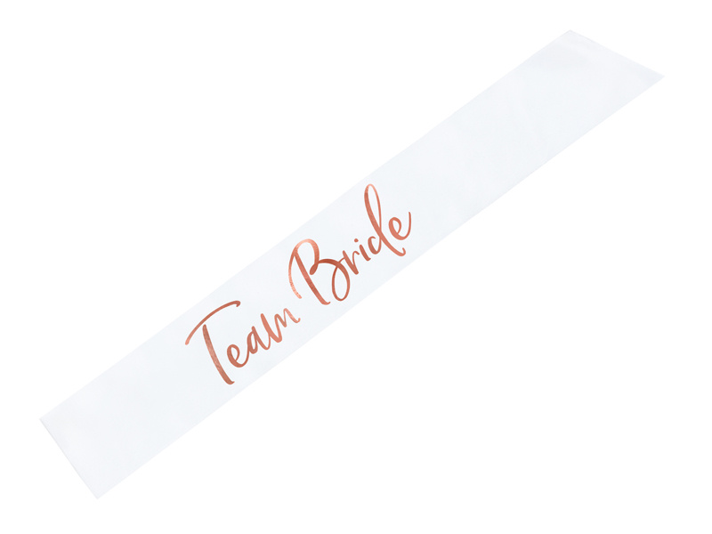 Szarfa Team Bride biały 75cm z nadrukiem różowe złoto