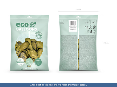 Balony Eco 26cm metalizowane, jasny złoty (1 op. / 100 szt.)