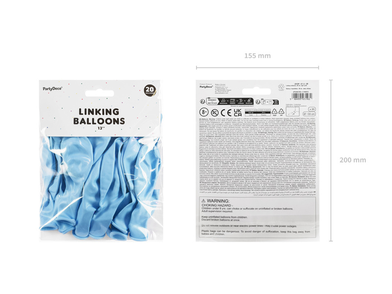 Balony z łącznikiem jasnoniebieskie 33 cm - zbliżenie