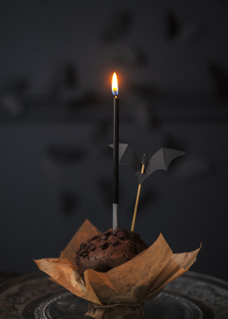Dekoracje do muffinek Nietoperze, czarny, 3.6-4.7cm (1 op. / 6 szt.)