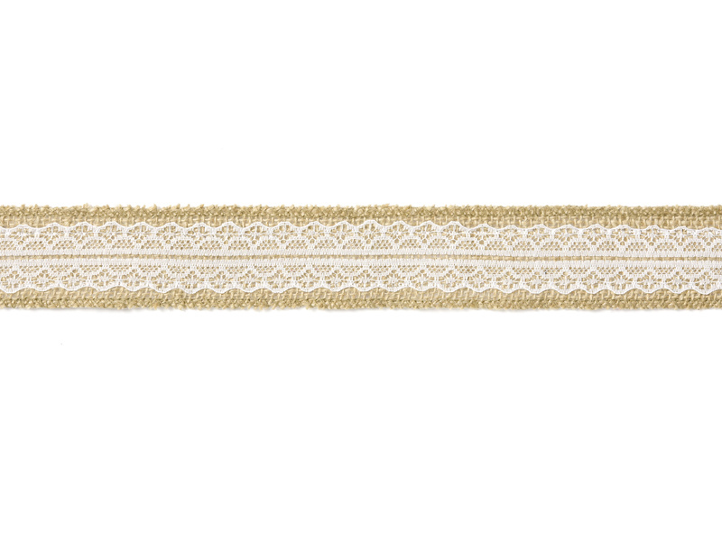 Taśma jutowa z koronką – dekoracyjna taśma 4x500cm