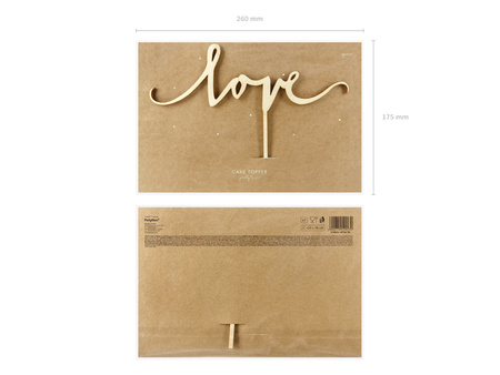 Topper drewniany Love, 16cm