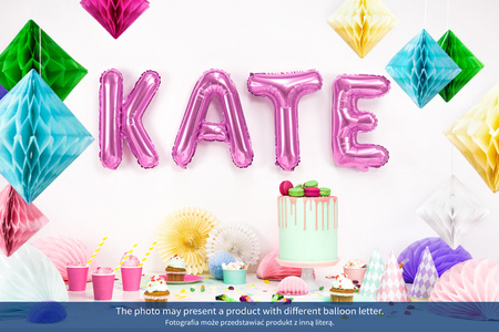 Balon foliowy Litera ''D'', 35cm, ciemny różowy