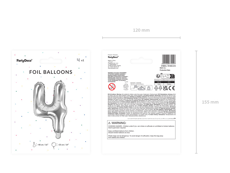 Balon foliowy cyfra 4 srebrny 35cm - aranżacja w dekoracji