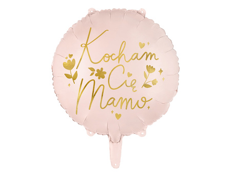 Balon foliowy ''Kocham Cię Mamo'', 45 cm, różowy