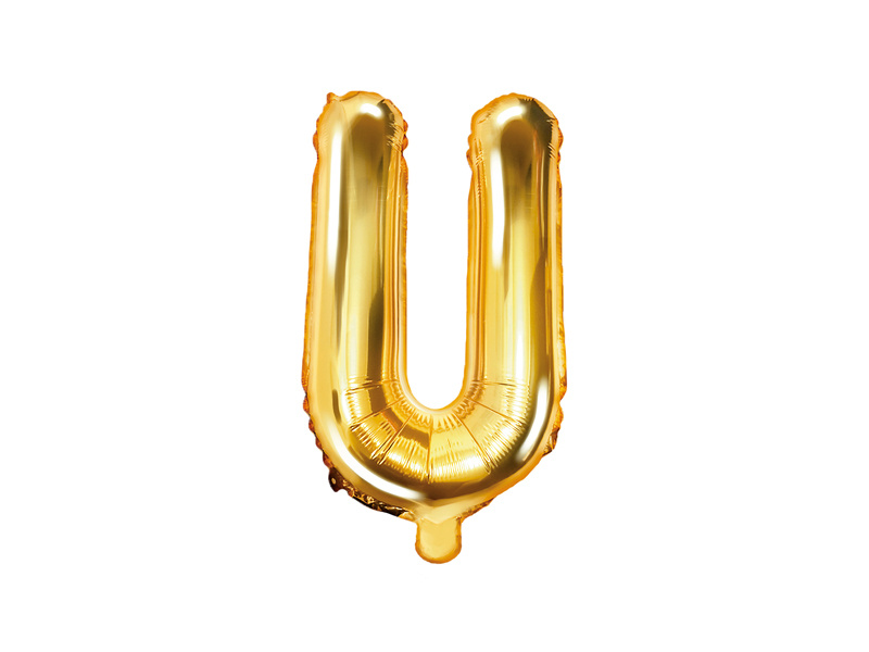 Balon foliowy Litera U 35cm złoty - opakowanie