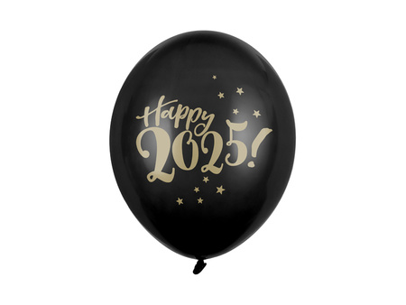 Balony 30cm, Happy 2025!, Pastel Black (1 op. / 50 szt.)