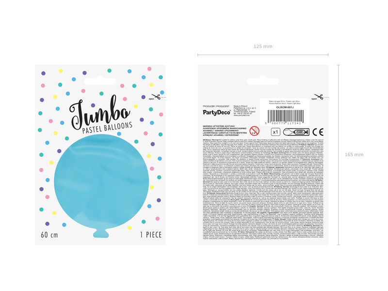 Balon okrągły 60cm Pastel Light Blue - zdjęcie 2