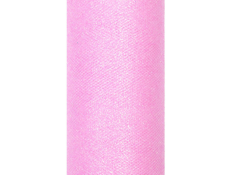 Tiul glittery jasnoróżowy na szpulce