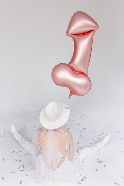 Balon foliowy Penis różowe złoto - detal