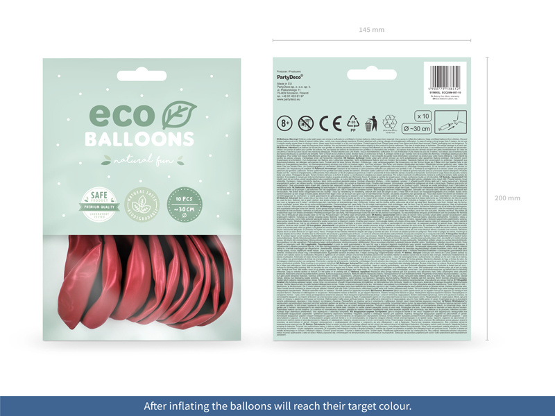 Balony Eco 26cm metalizowane czerwone – detal balonów
