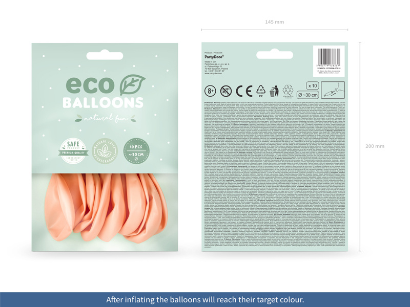 Balony Eco 26cm metalizowane brzoskwinia - opakowanie