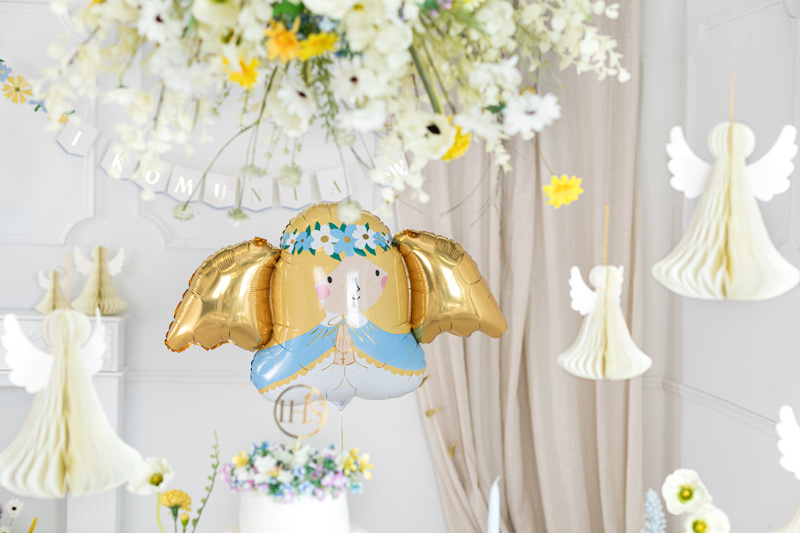 Dekoracja papierowa honeycomb Aniołek kość słoniowa 15 cm - szczegół skrzydeł