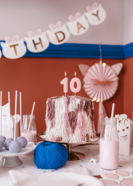 Świeczka cyferka 0 różowa do tortu