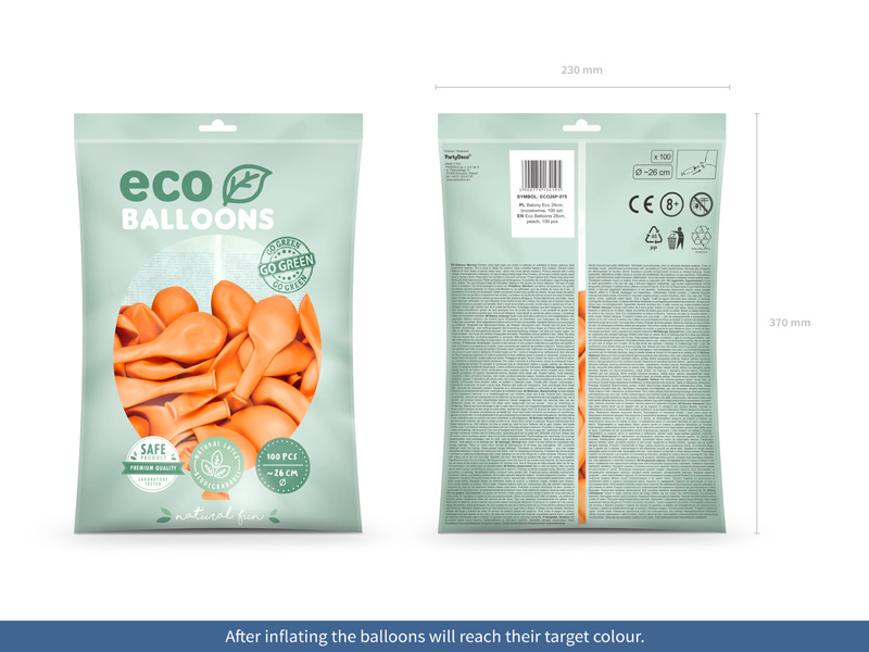 Balony Eco pastelowe brzoskwinia - zbliżenie