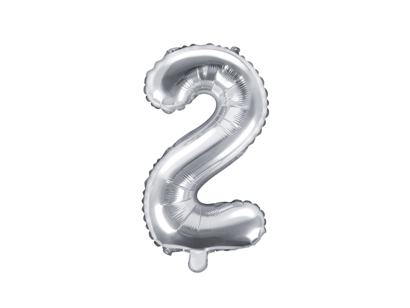 Balon foliowy Cyfra 2 35cm srebrny