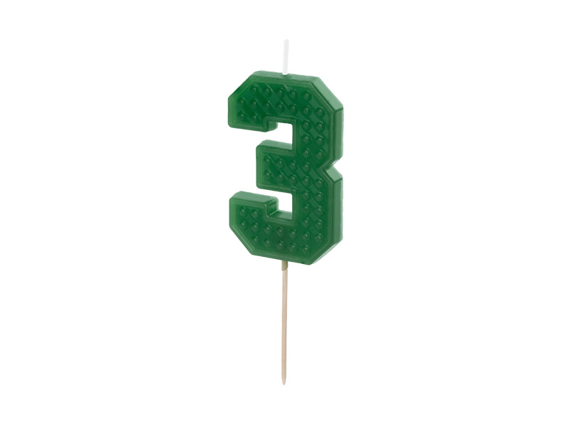 Świeczka urodzinowa Cyferka 3, 6 cm, zielony - zdjęcie 1