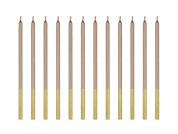 Świeczki urodzinowe gładkie, różowe złoto, 14 cm (1 op. / 12 szt.)